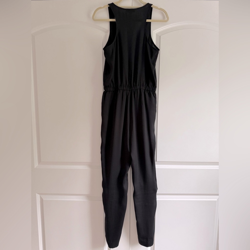 Black Jumpsuit Sleeveless Romper EUC Silk Pants One Piece Onesie LOFT - Picture 3 of 11